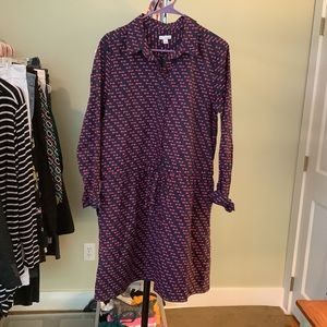 (Bin 6)  Gap patterned collared drawstring dress-L